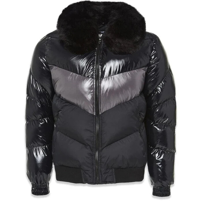 Jordan Craig Men's Blocked Puffer Jacket BLACK GREY FUR S