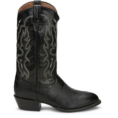 Pre-owned Tony Lama Men's Ct871 Bonham 13" Black Smooth Ostrich Round Toe Western Boots