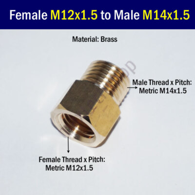 Thread Fitting Female Male Adapter M14 M14x1.5 to M12 M12x1.5 Pipe Connector