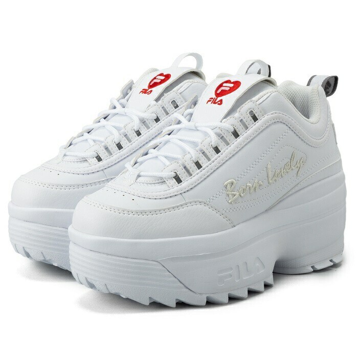 FILA 厚底スニーカー ハート 白 ピンク Disruptor 2 Wedge FILA（フィラ）の「FILA Disruptor II Wedge Heart / フィラ