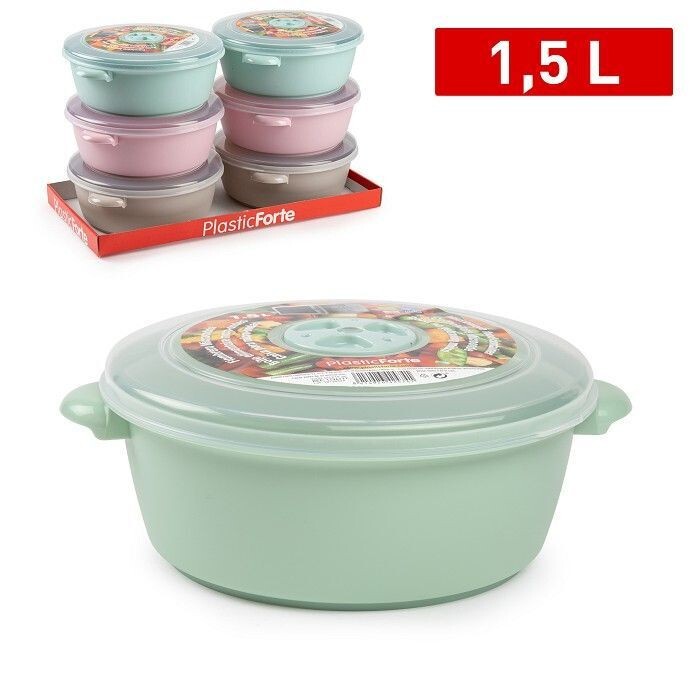 Set 6 Pezzi Contenitore Per Microonde 1.5Lt In Plastica Colorata hmj