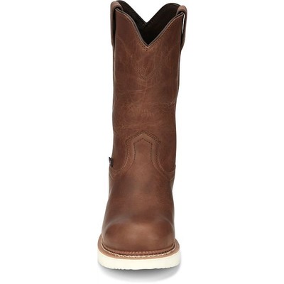 JUSTIN BOOTS JUSTIN MEN'S MJ1700 ROUND-UP 11" BROWN STEEL ROUND TOE ELECTRICAL HAZARD BOOTS