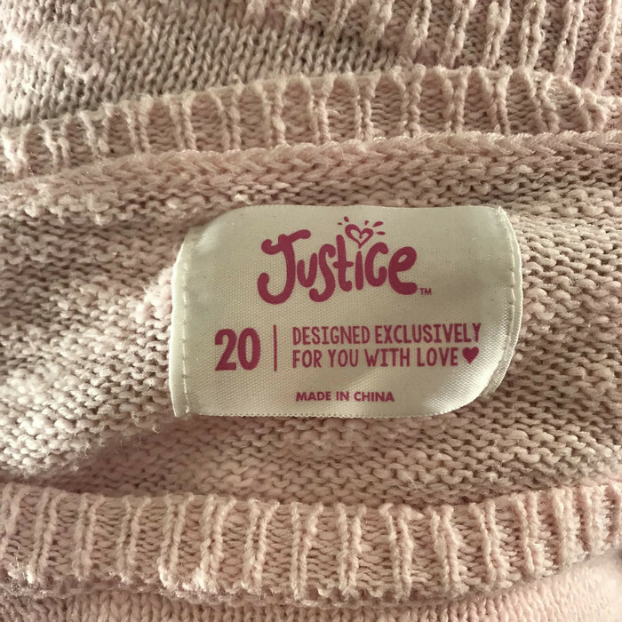 Justice Kids Sweater Size 20 Pink Long Sleeve Fox Sequin Fuzzy Shirt Pullover