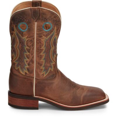 Pre-owned Tony Lama Men's 7973 Creedance 11" Brown Square Toe Stockman Heel Western Boots
