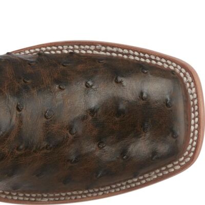 Pre-owned Tony Lama Women's Tl5405 Tori 11" Brown Full Quill Ostrich Sq Toe Western Boots In Golden (brown)