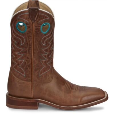 Pre-owned Justin Boots Justin Men's Cj2531 Pearce 11" Tan Square Toe Block Heel Western Mid-calf Boots