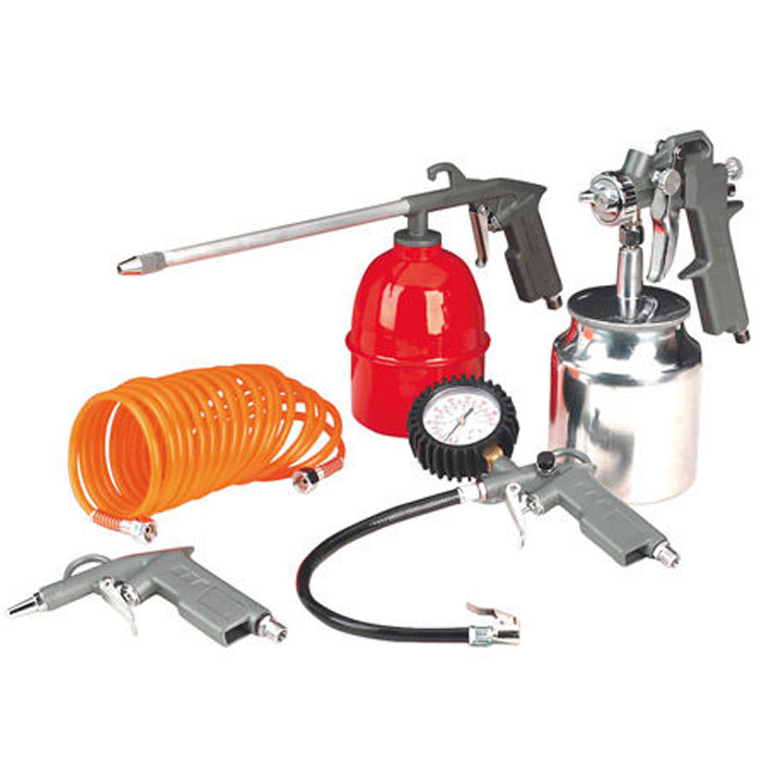 5PC AIR COMPRESSOR KIT SPRAY GUN TOOLS COMPRESSED ACCESSORIES HOSE TOOL
