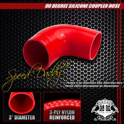 3 3-СЛОЙНЫЙ 90-ГРАДУСНЫЙ ОТВОДНОЙ ТУРБО- / ВПУСКНОЙ ТРУБОПРОВОД, СИЛИКОНОВЫЙ СОЕДИНИТЕЛЬНЫЙ ШЛАНГ / ТРУБА КРАСНОГО ЦВЕТА