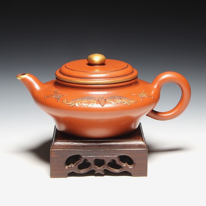 OldZiSha-Yixing Zisha Old 1st Factory Artist Gilt ZhuNi