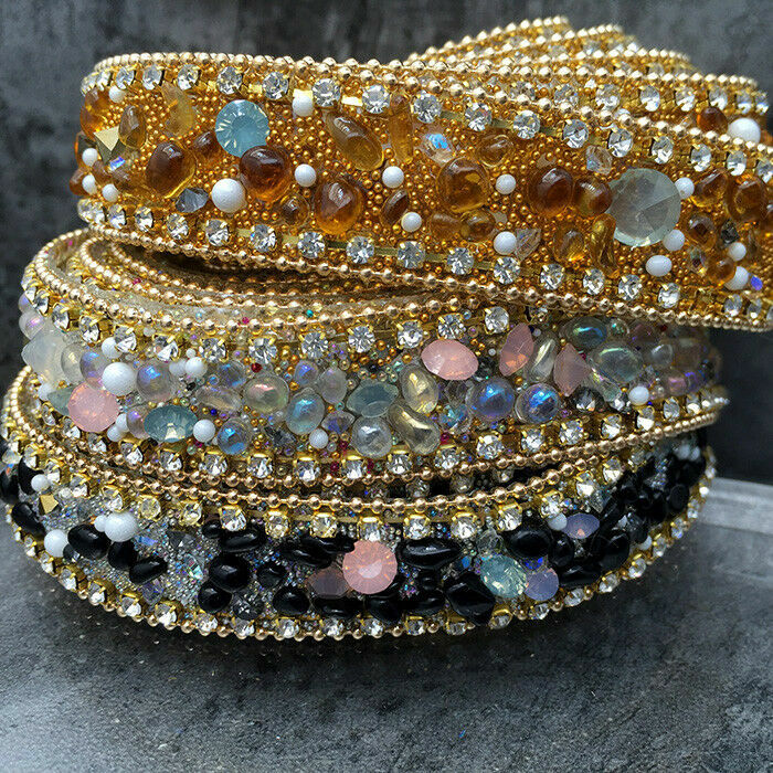 1 Yard 19mm Width Shiny Diamante Rhinestone Trims Ribbon Edge for Dress Sewing