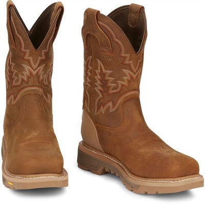 JUSTIN BOOTS JUSTIN MEN'S CR2124 MONTANA RUST (BROWN) NANO COMP TOE WATERPROOF EH WORK BOOTS