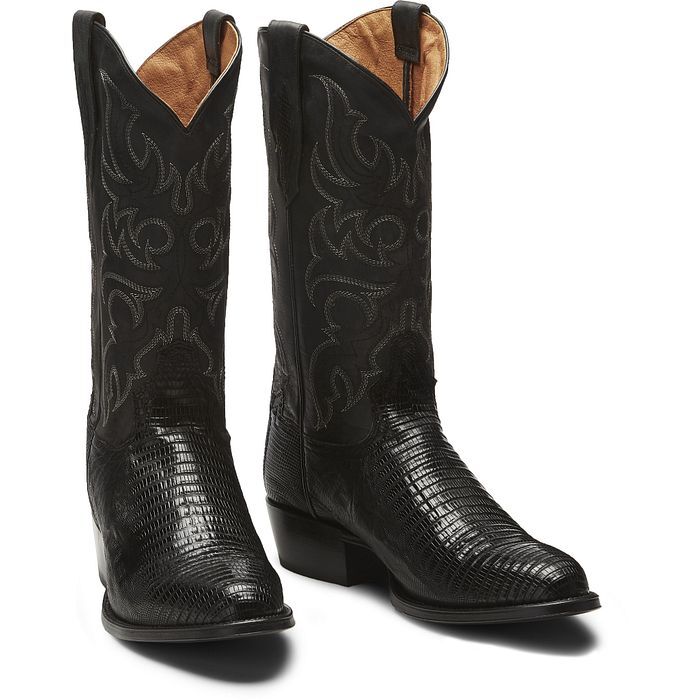 Pre-owned Tony Lama Men's Nacogdoches Black Lizard 13" Round Toe Boots (tl5150)
