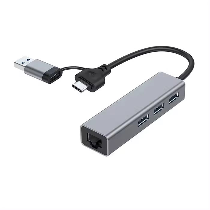 2 in 1 USB3.0/USB C to USB3.0+ Ethernet Adapter, RJ45 to USB C/Type-C