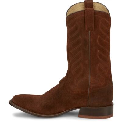 Pre-owned Tony Lama Men's Dr3040 Amado 12" Suede Cognac Round Toe Western Boot In Cognac (brown)