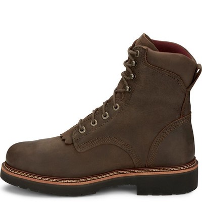 JUSTIN BOOTS JUSTIN MEN'S OW458 RIVOT 8" HICKORY BROWN WATERPROOF STEEL TOE EH WORK BOOTS