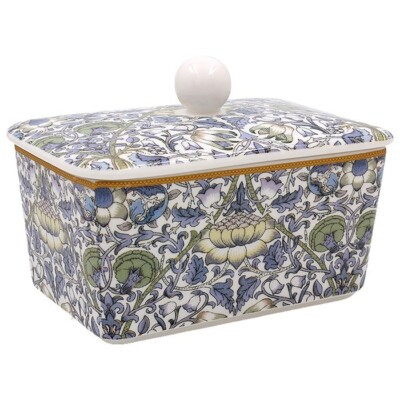 Leonardo Collection China Butter Dish &Lid William Morris Designs & Hand Painted