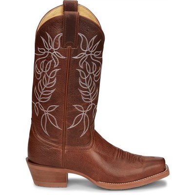 JUSTIN BOOTS JUSTIN WOMEN'S CJ4010 VICKERY 12" BROWN SQUARE TOE SLIP-RESISTANT WESTERN BOOTS