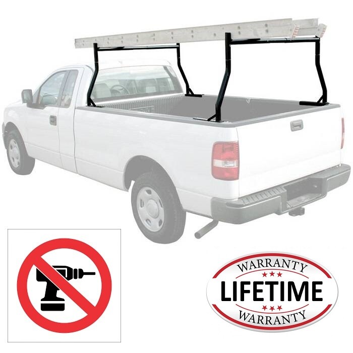 Universal Pickup Truck Ladder Rack - No Drilling Holes Req'd - Clamp Mount