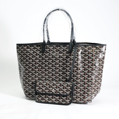 Goyard Saint Louis PM Tote Bag Pouch Black Shopping Purse Woman Canvas Auth New 