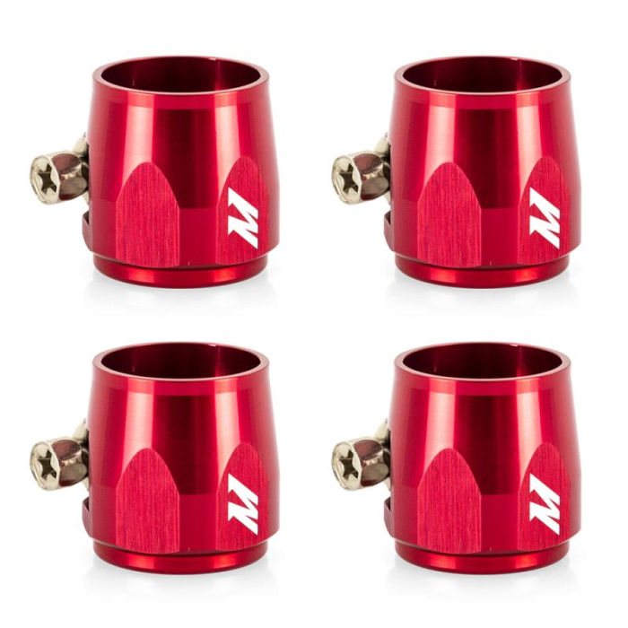 Mishimoto -8AN Hex Hose Finisher Clamp Set Red MMHXF-08-4-RD