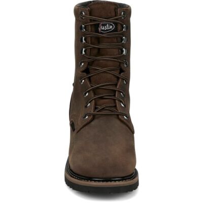 Pre-owned Justin Boots Justin Men's Se630 Pulley 8" Brown Nano Comp Met Guard Waterproof Eh Work Boots In Whiskey Brown (brown)