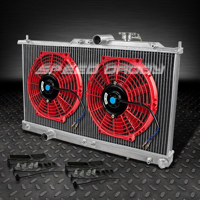 2-РЯДНЫЙ АЛЮМИНИЕВЫЙ РАДИАТОР + 2 X 10 КРАСНЫХ ВЕНТИЛЯТОРА ДЛЯ 00-05 ECLIPSE GT/GTS/STRATUS/SEBRING