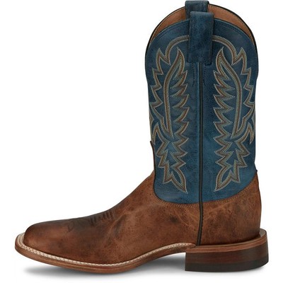 JUSTIN BOOTS JUSTIN MEN'S BR388 POSTON 11" AMBER (BROWN) SQUARE TOE WESTERN MID-CALF BOOTS