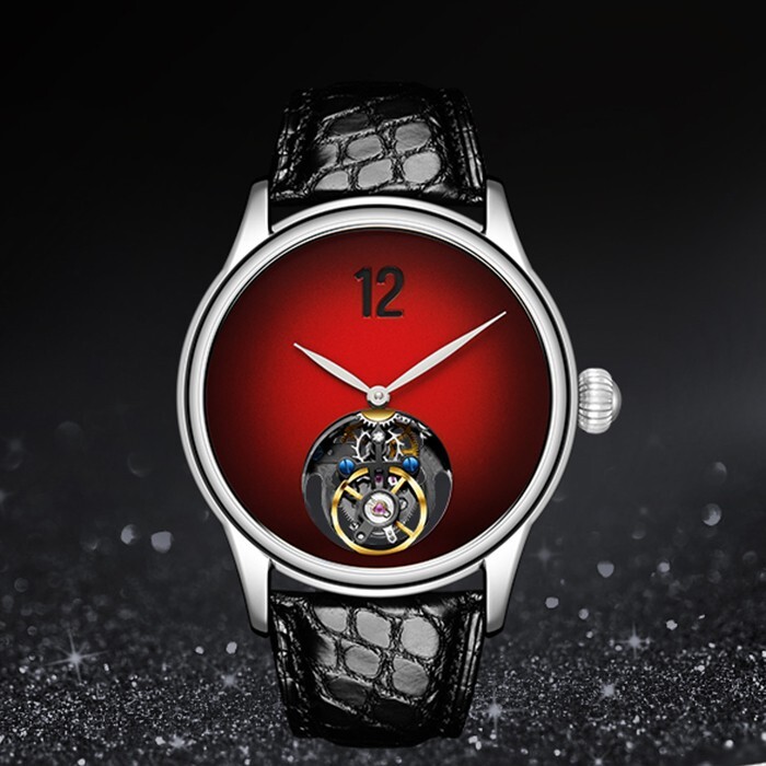 Pre-owned Merkur Men Luxury Watch Tourbillon Mechanical Wristwatch Gradualdial Onion Crown