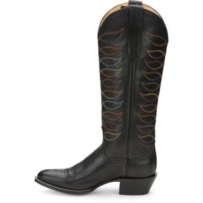 Pre-owned Justin Boots Justin Women's Vn4463 Whitley 15" Midnight Black Medium Round Toe Western Boots In Midnight Black (black)