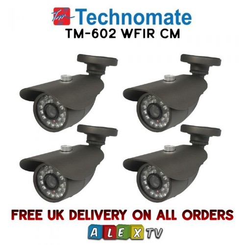 4 x Technomate Weatherproof CCTV Security TVline Camera TM-602 WFIR CM