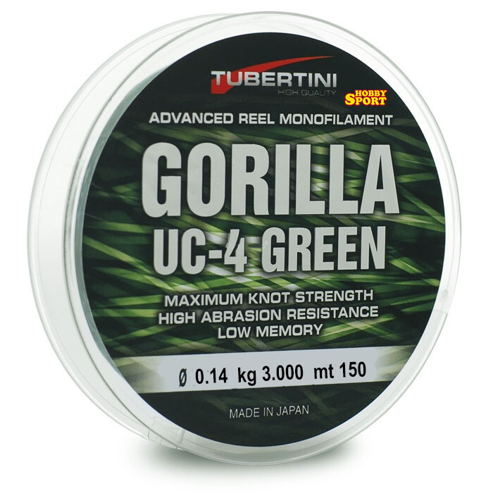 FILO TUBERTINI GORILLA UC 4 GREEN  0,14 MM - 150 MT  PER MULINELLO COLORE VERDE
