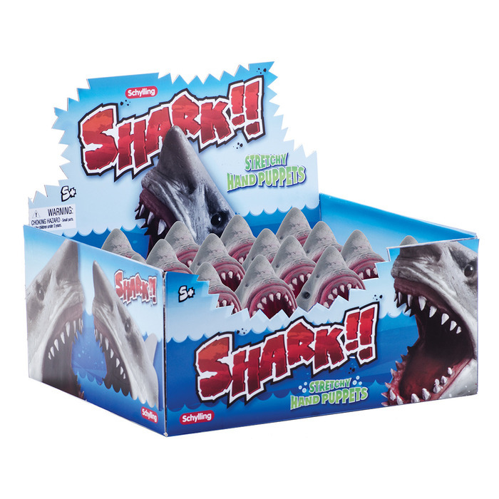 SHARK HAND PUPPET Soft Stretchy Rubber Jaws Baby Shark Song 6 Inch Great White