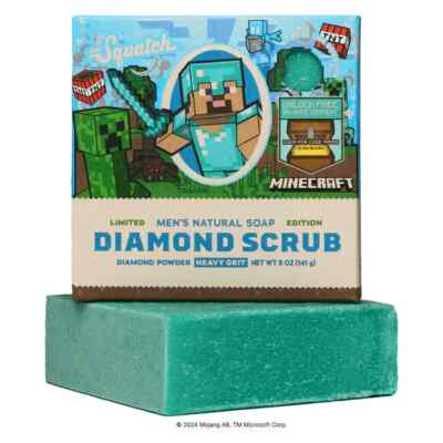 Dr. Squatch x Minecraft Diamond Scrub Bar Soap for Men Limited Edition
