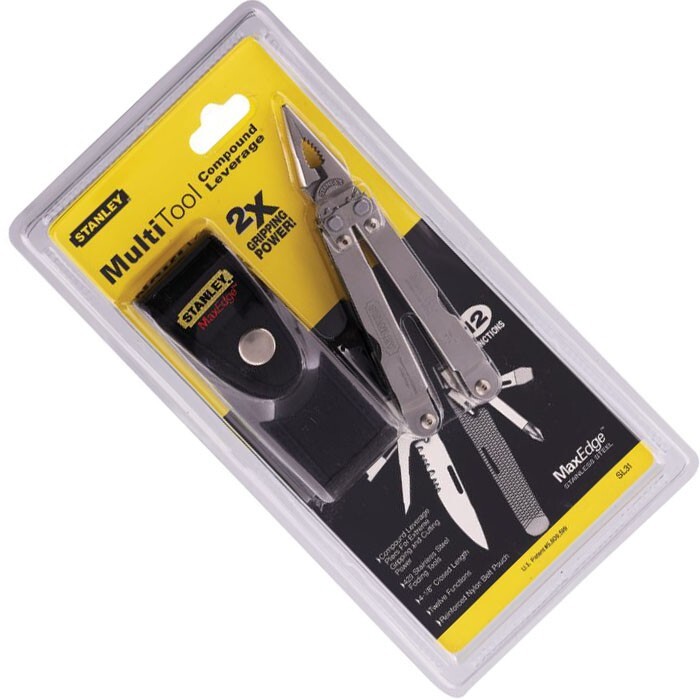 Stanley Tools Multitool 12 Tools Black Nylon Belt Sheath Compound Leverage USA