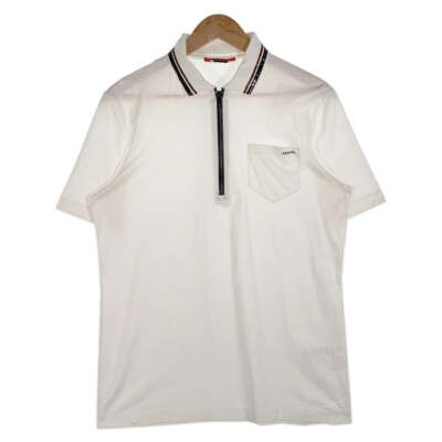 PRADA SPORT Sports Half Zip Cotton Polo Shirt White SJM581