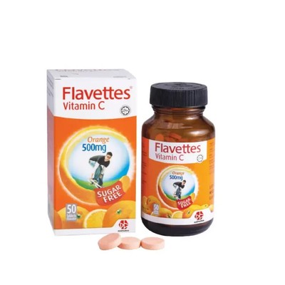 Flavettes Vitamin C 500mg Chewable 50's Sugar Free EXP 10/2025 Free Shipping