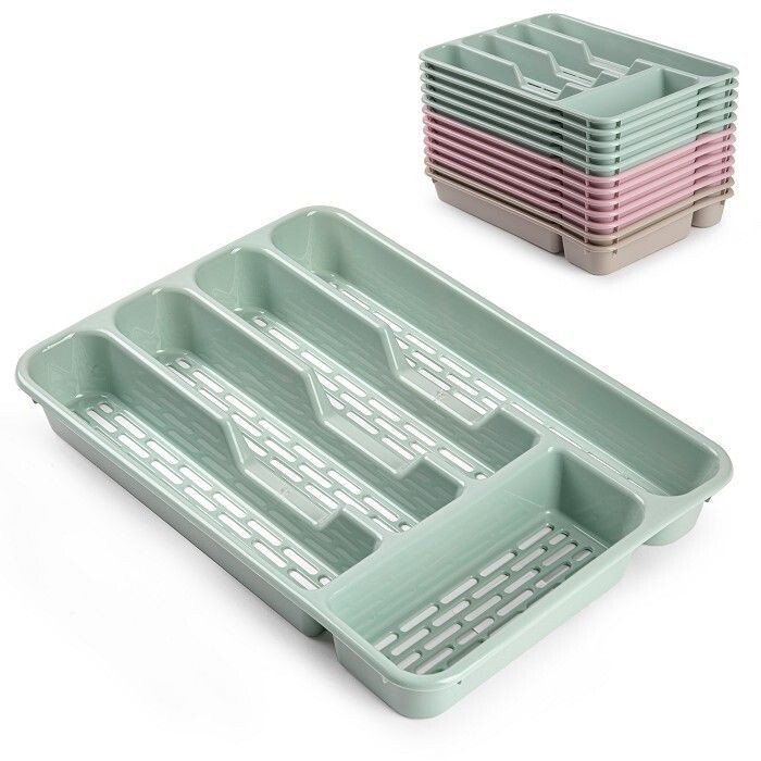 Set 12 Pezzi Cassetto Porta Posate 5 Scomparti Plastica Colorata hmj
