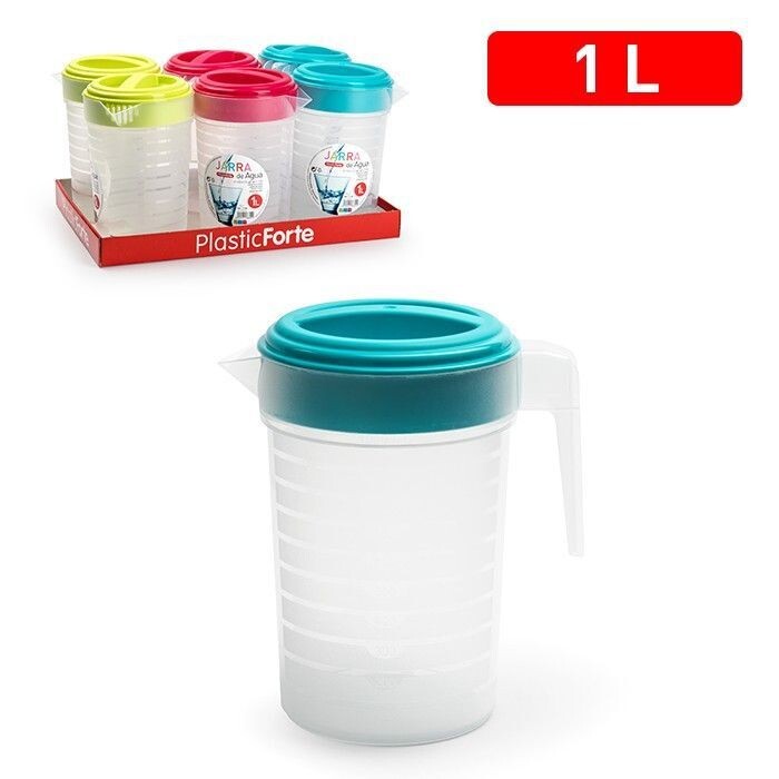Set 6 Pezzi Caraffa Brocca In Plastica 1Lt Con Coperchio Colorato dfh