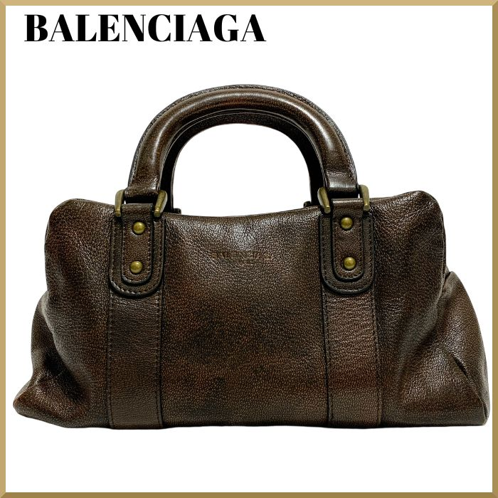 BALENCIAGA Handbag Mini Boston Bag Leather 00s Vintage Used