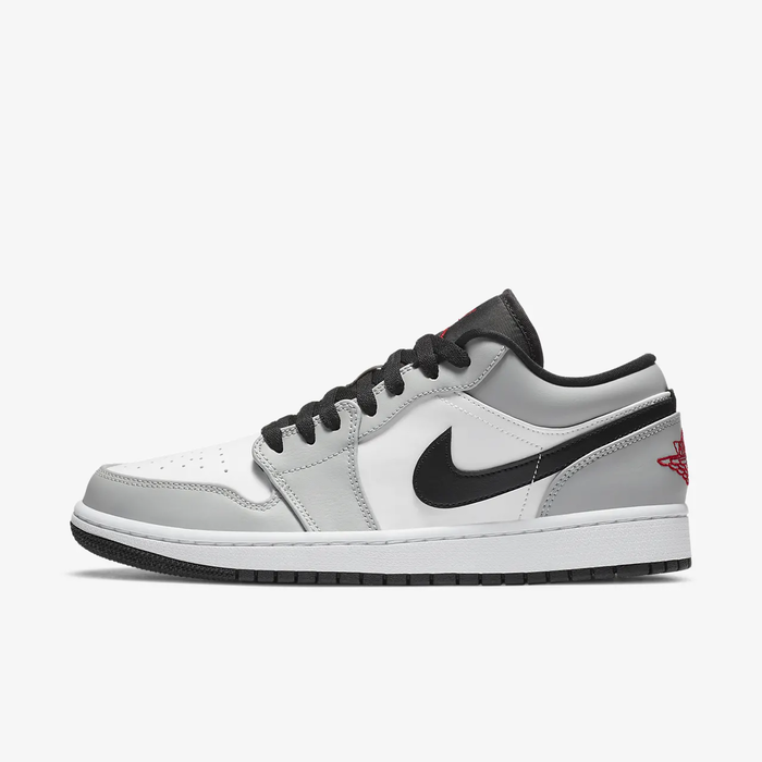 

Jordan 1 Low Light Smoke Grey 553558-030 Мужская обувь Кроссовки, Light smoke grey/gym red-white, Jordan 1 Low