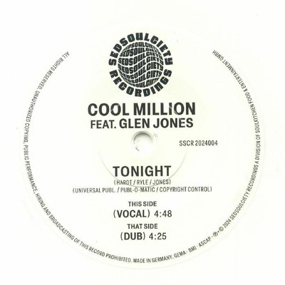 COOL MILLION feat GLEN JONES - Tonight - Vinyl (7'')