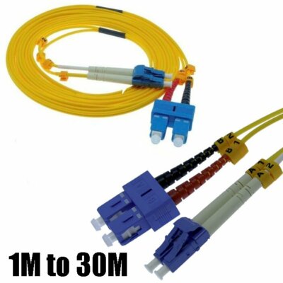 1 - 30m LC to SC Duplex Single Mode 9/125 Fiber Optic Optical Patch Cable Cord
