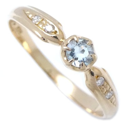 4  fdcp Aquamarine 18K Yellow Gold ring Diamond Size 5.75 /291703