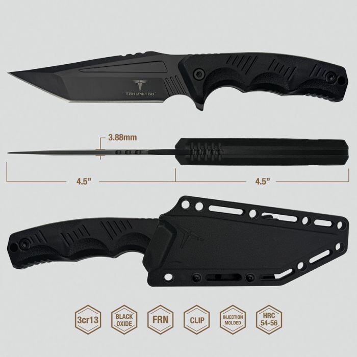 Takumitak Reaper Tanto Knife Full Tang 3Cr13 Fixed Blade TKF305 2 Handles 8.90"