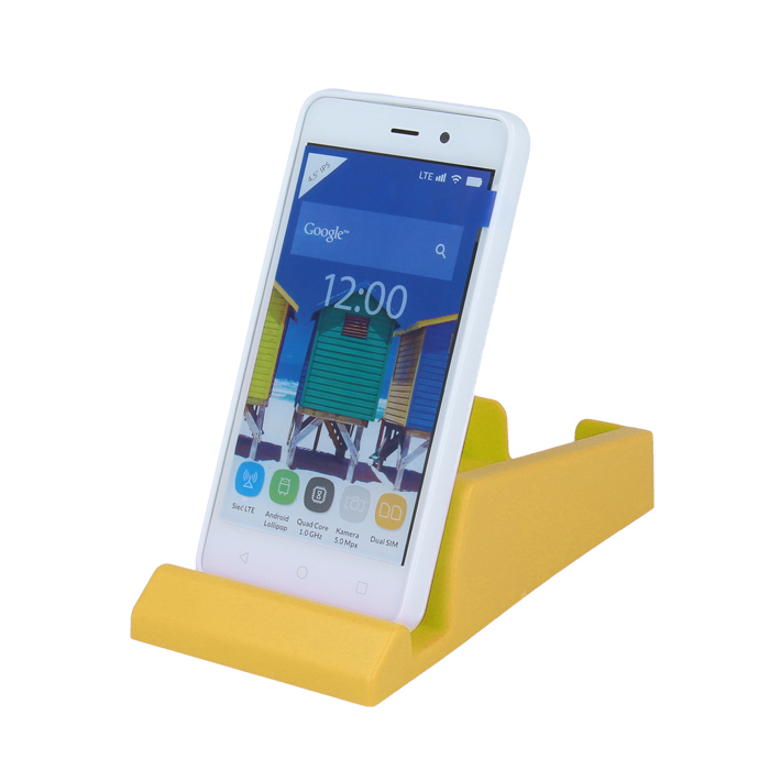 STAND SUPPORTO DA TAVOLO ORGANIZER PORTA BIGLIETTI UFFICIO SMARTPHONE GIALLO
