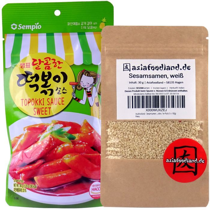 Asiafoodland - Sweet Sauce Set für Topokki inkl. Sesam - Ricecake Sauce - 180g