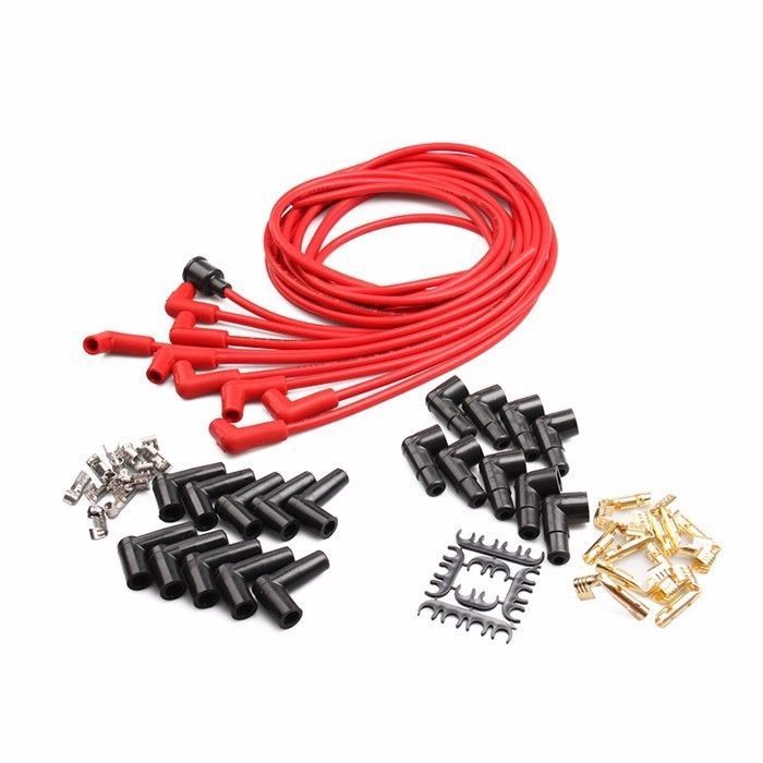 Universal 8mm Spark Plug Wire Silicone Red ignition Wires V8 Spiral