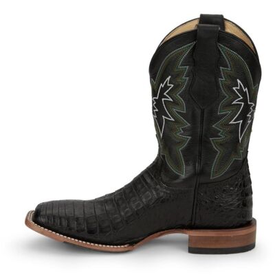 JUSTIN BOOTS JUSTIN MEN'S GR5705 HAGGARD 11" CAIMAN BLACK SQUARE TOE WESTERN MID-CALF BOOTS