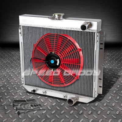 3-РЯДНЫЙ АЛЮМИНИЕВЫЙ ГОНОЧНЫЙ РАДИАТОР + 14 КРАСНЫХ ВЕНТИЛЯТОРОВ 66-70 FORD FALCON/GALAXIE/СЕДАН V8