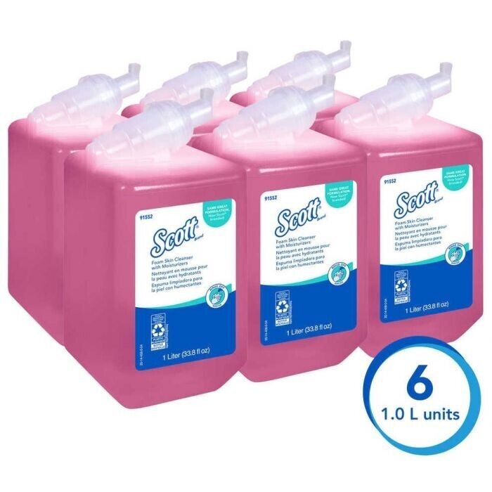 6 Refills Scott Foam Skin Cleanser with Moisturizers 1 Liter Refill Exp. 11/2024